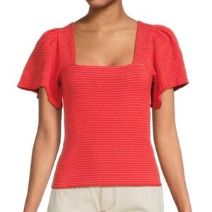 Nation LTD scarlett smocked flutter sleeve top NWT